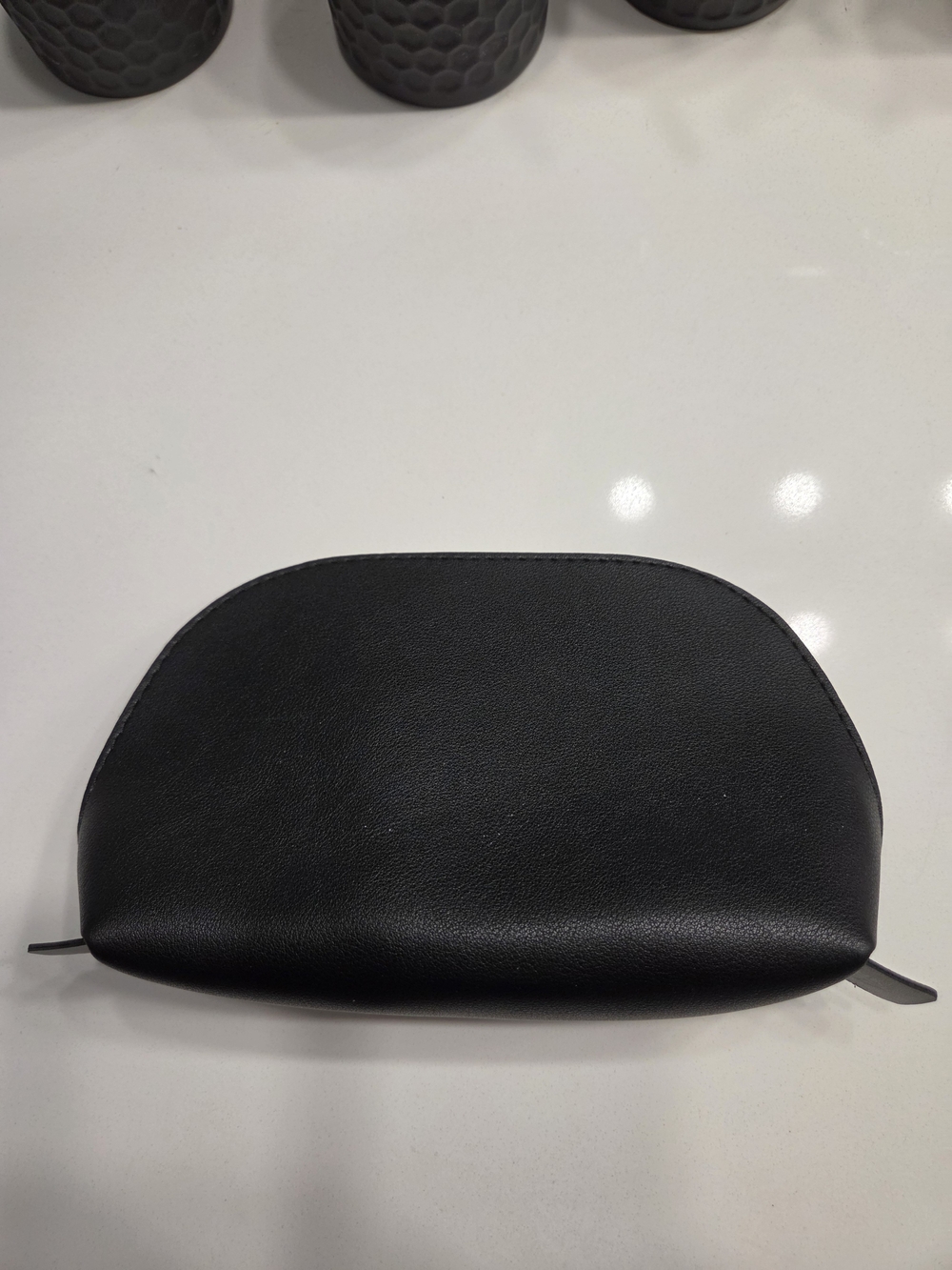 Saks 5th Avenue For United Sleek Black Leather Cosmetic Pouch